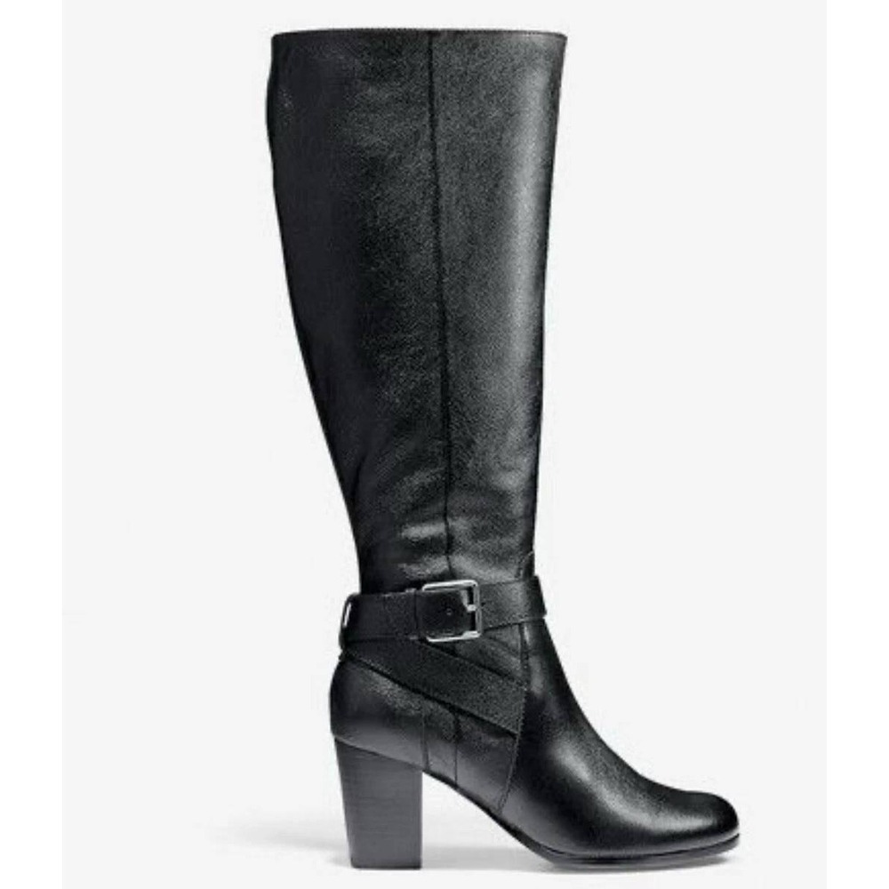 Cole Haan Hinkley‎ Boot II Black Leather Knee High Heeled Boots Womens 11